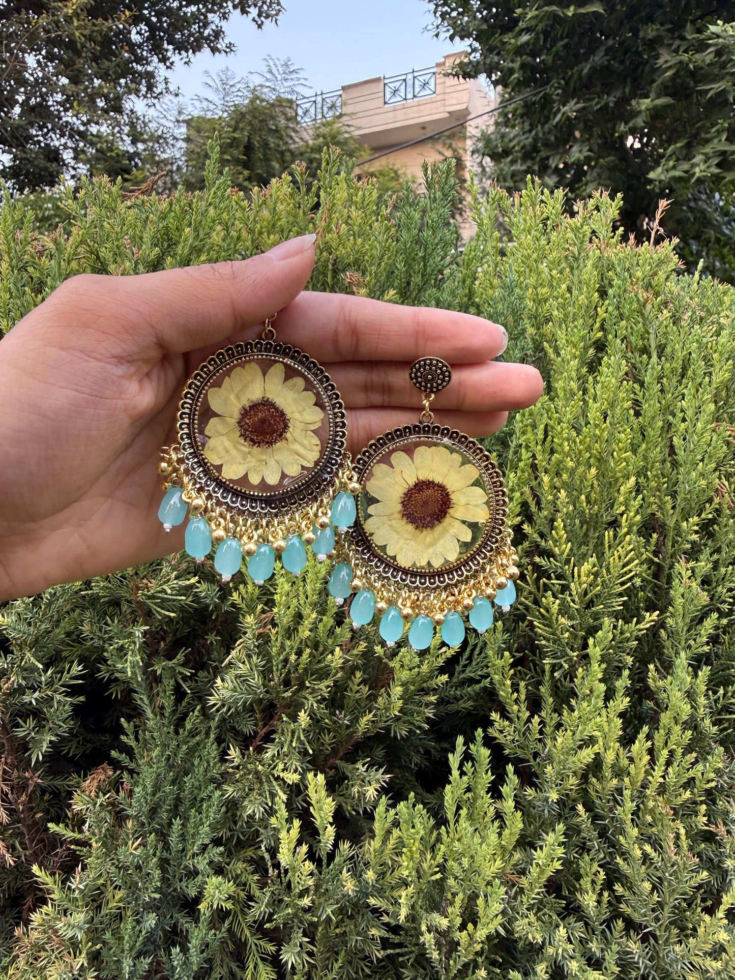 Real sunflower jhumkas