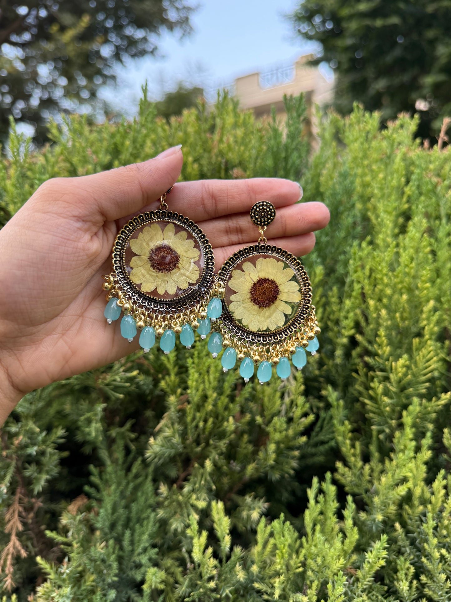 Real sunflower jhumkas