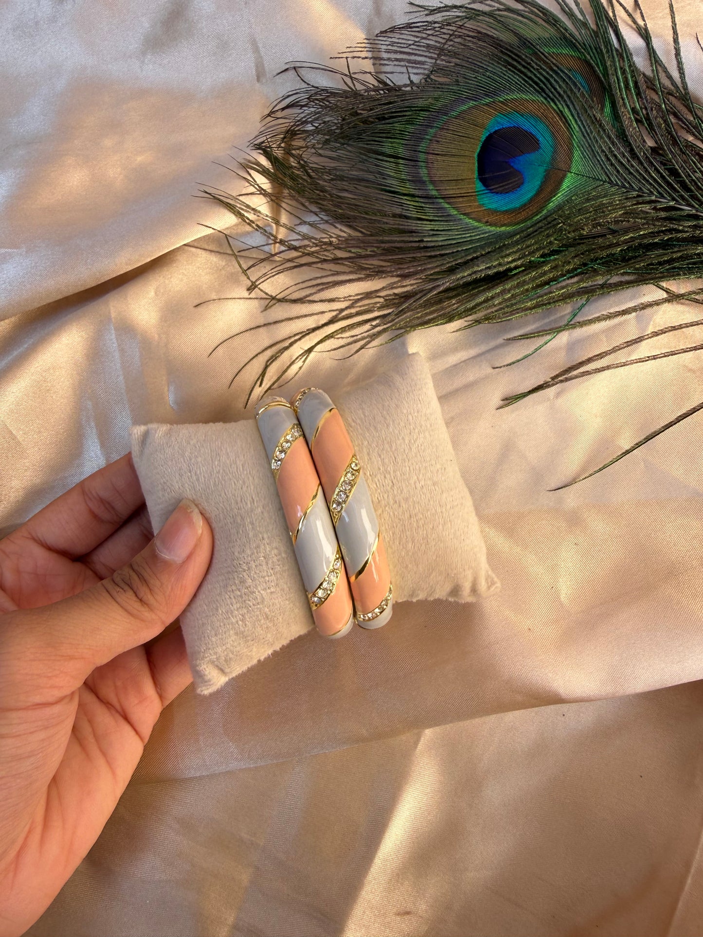 Elegant peach blue bangle