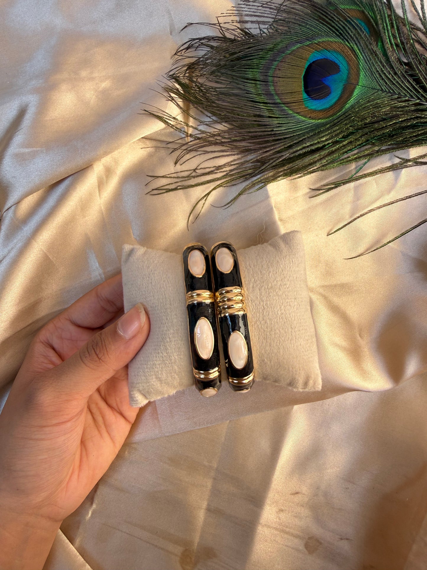 Gorg black enamel bangles