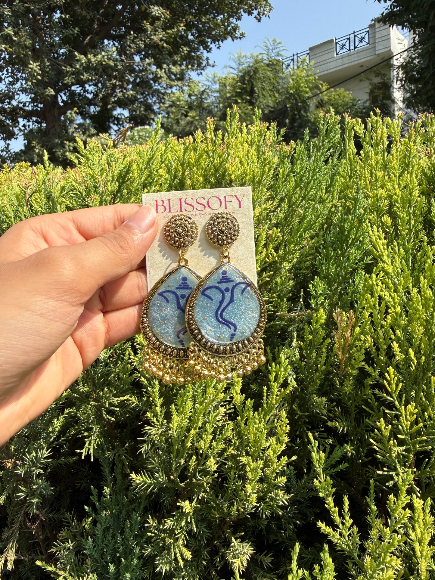 Blue Bappa jhumkas