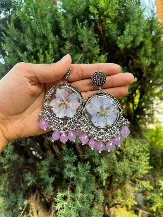 Lavender larkspur jhumkas
