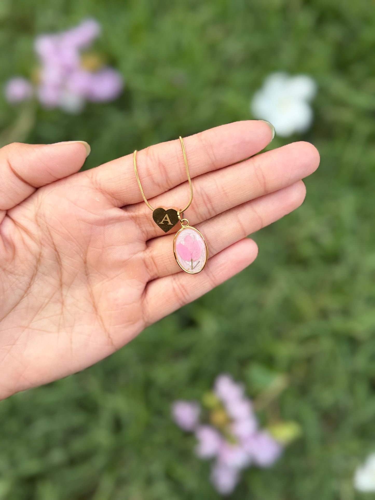 Tulip initial necklace