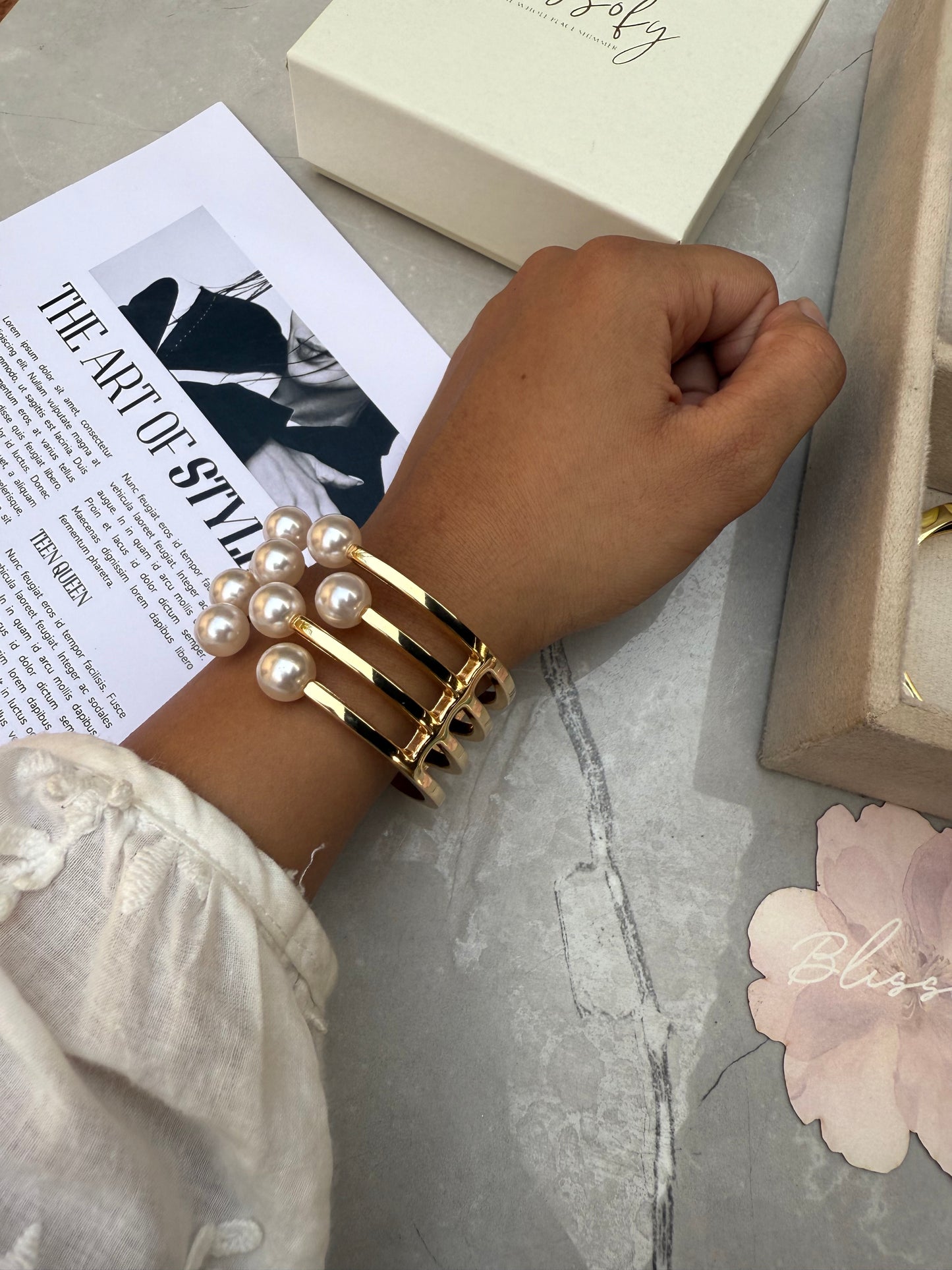 Pearl stainless steel bracelet