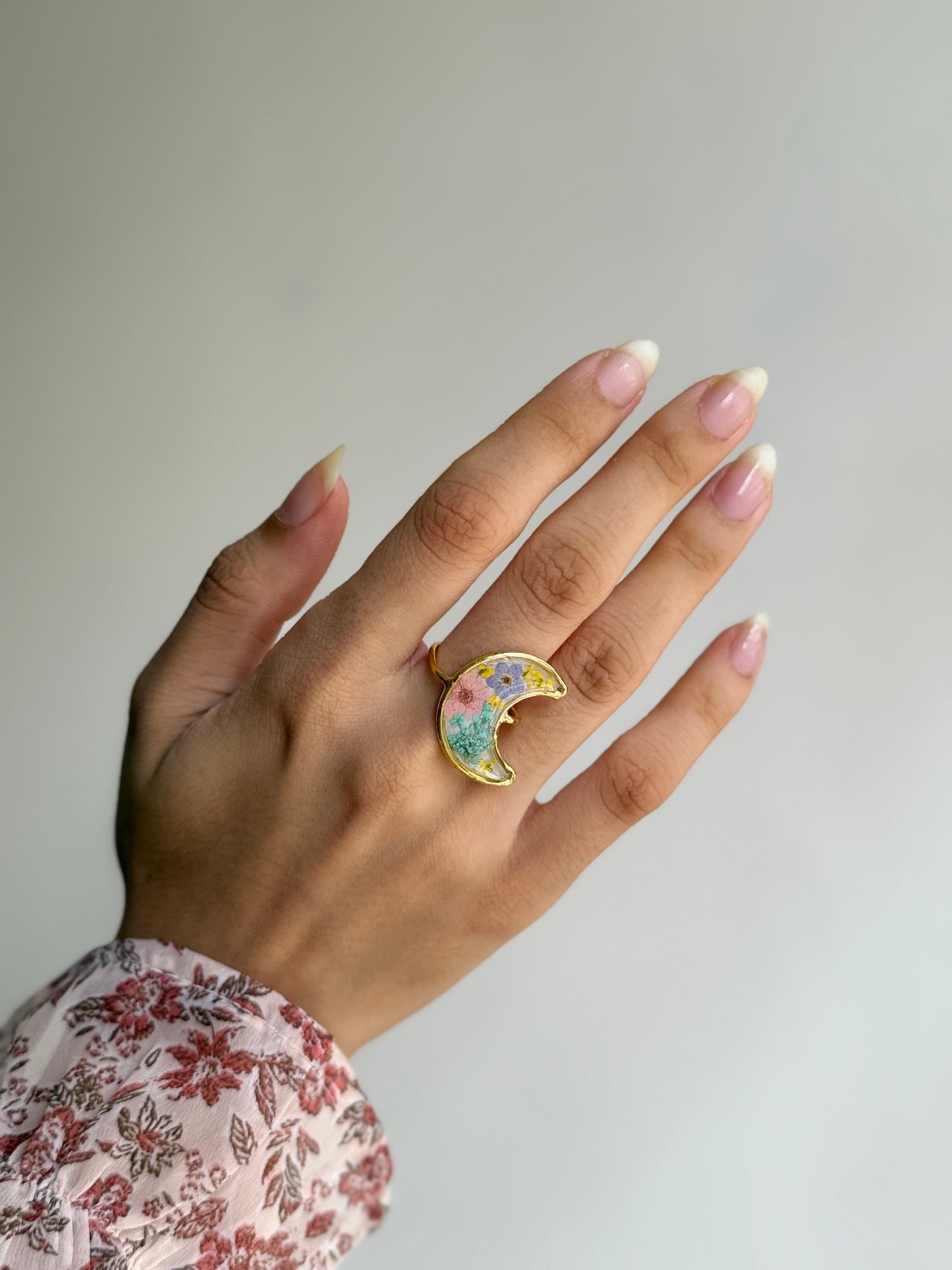 Crescent emerald ring
