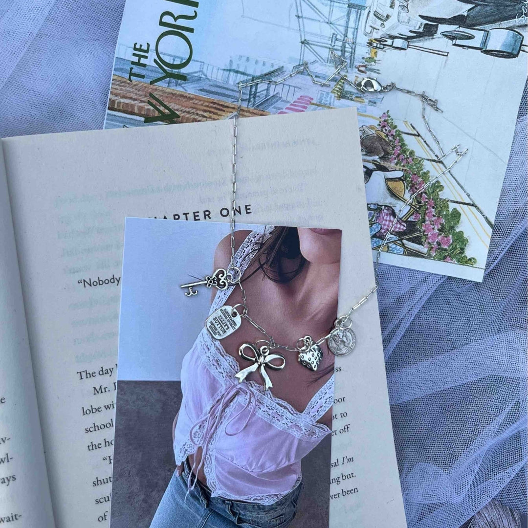 Silver charmed necklace