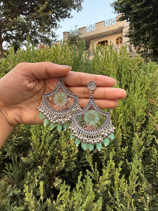 Turquoise aster jhumka