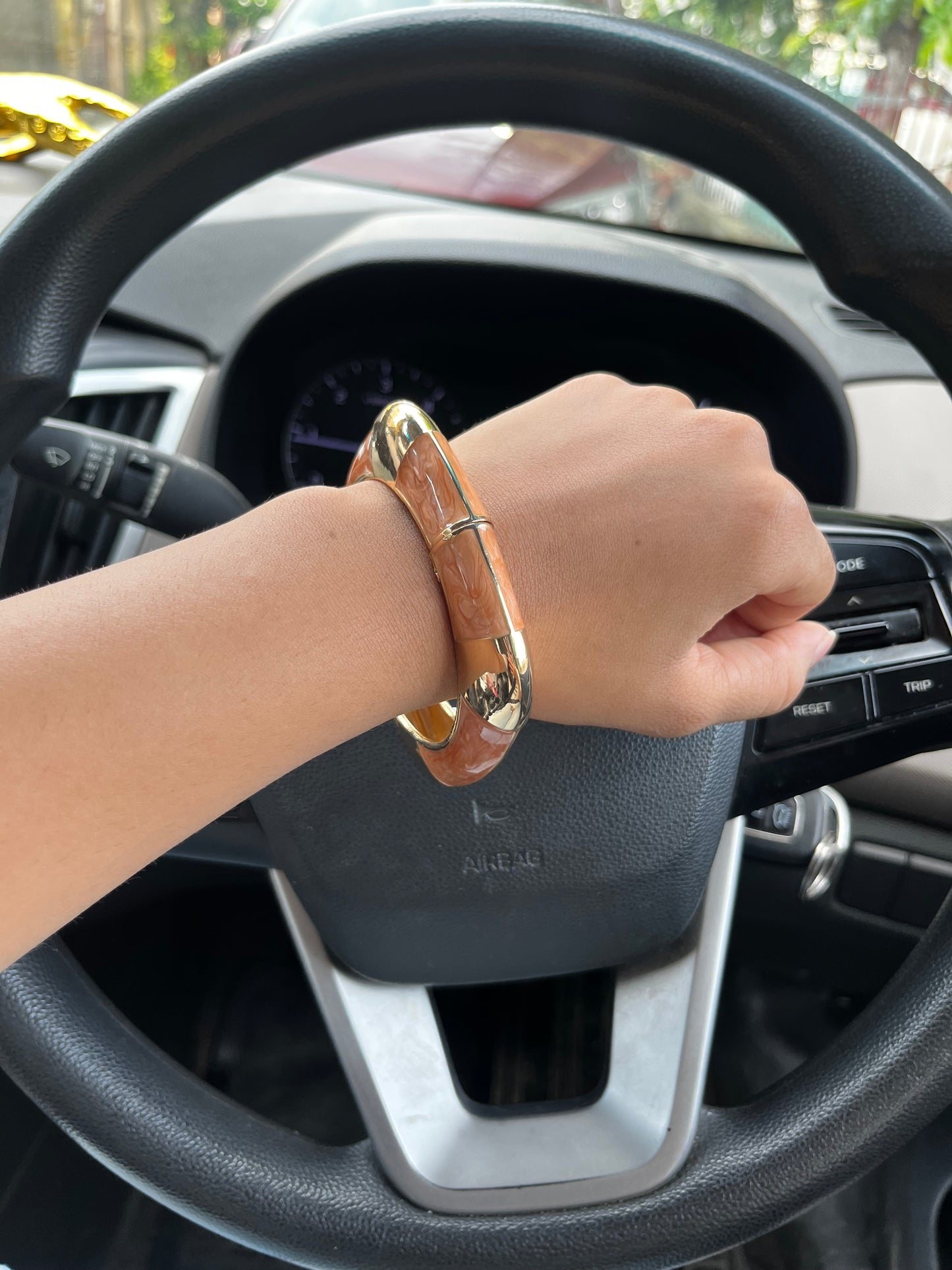 Luxe cubic orange bangle