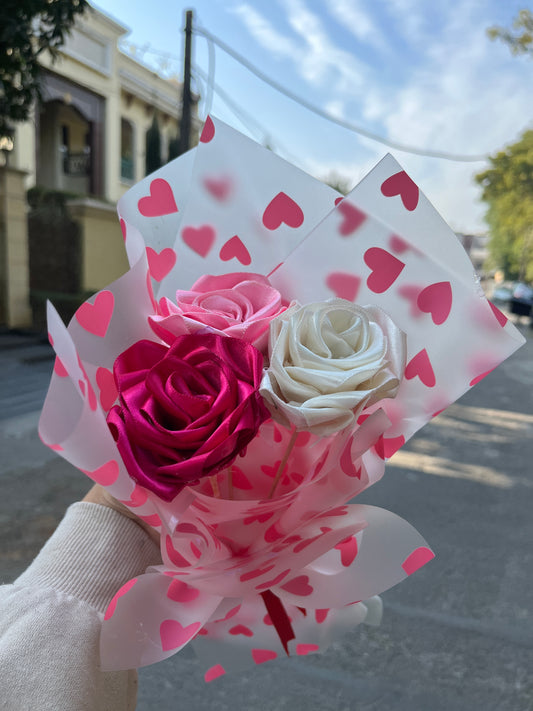 Adorable satin rose bouquet