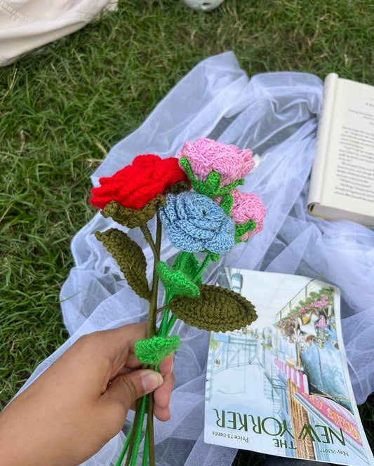 Crochet rose stick