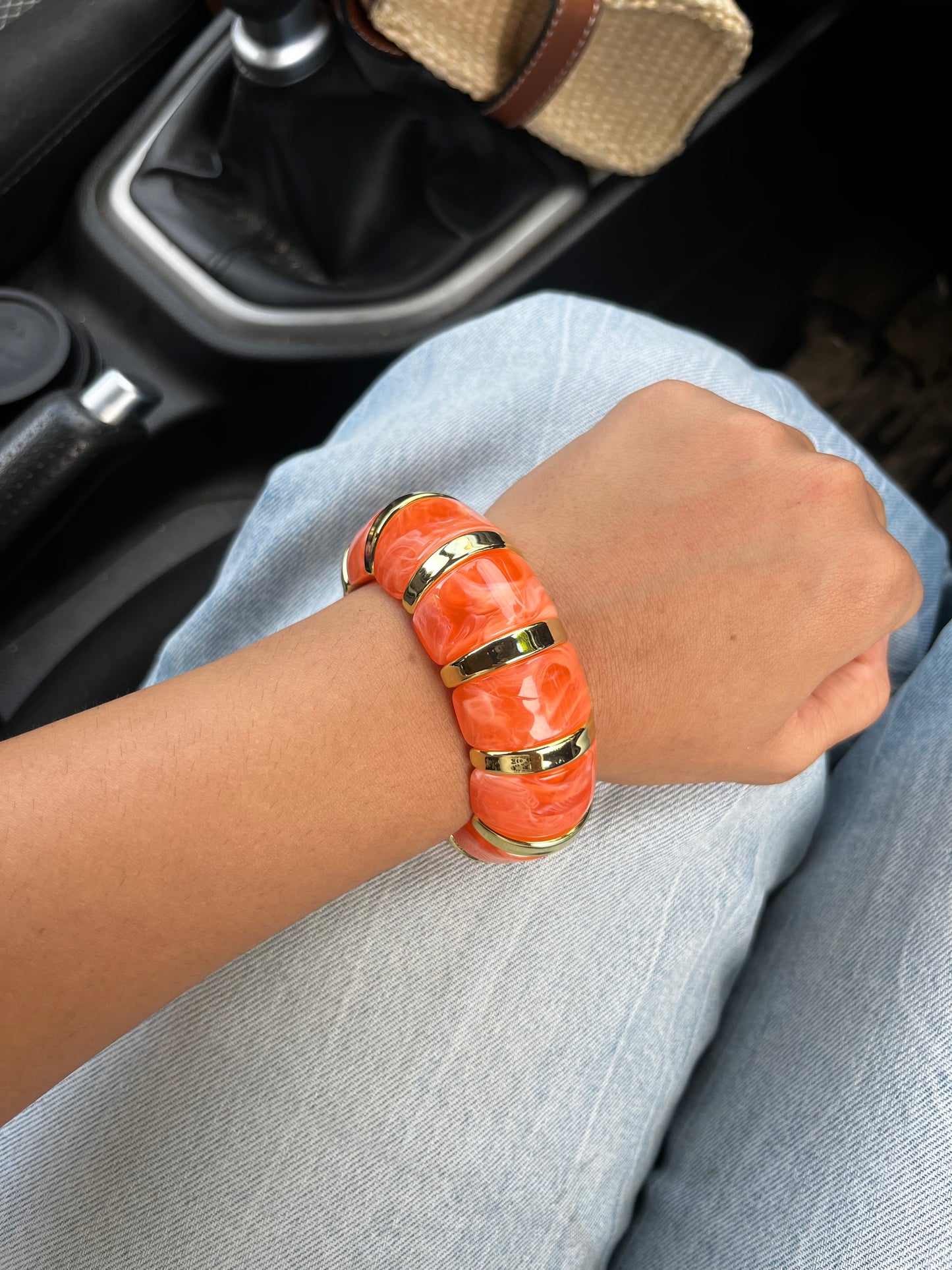 Orange cloud resin bangle
