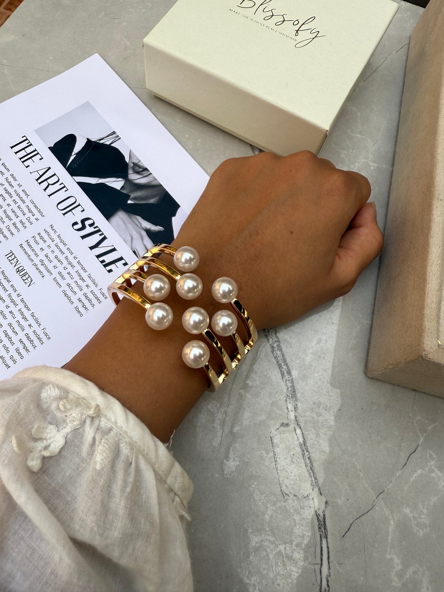 Pearl stainless steel bracelet