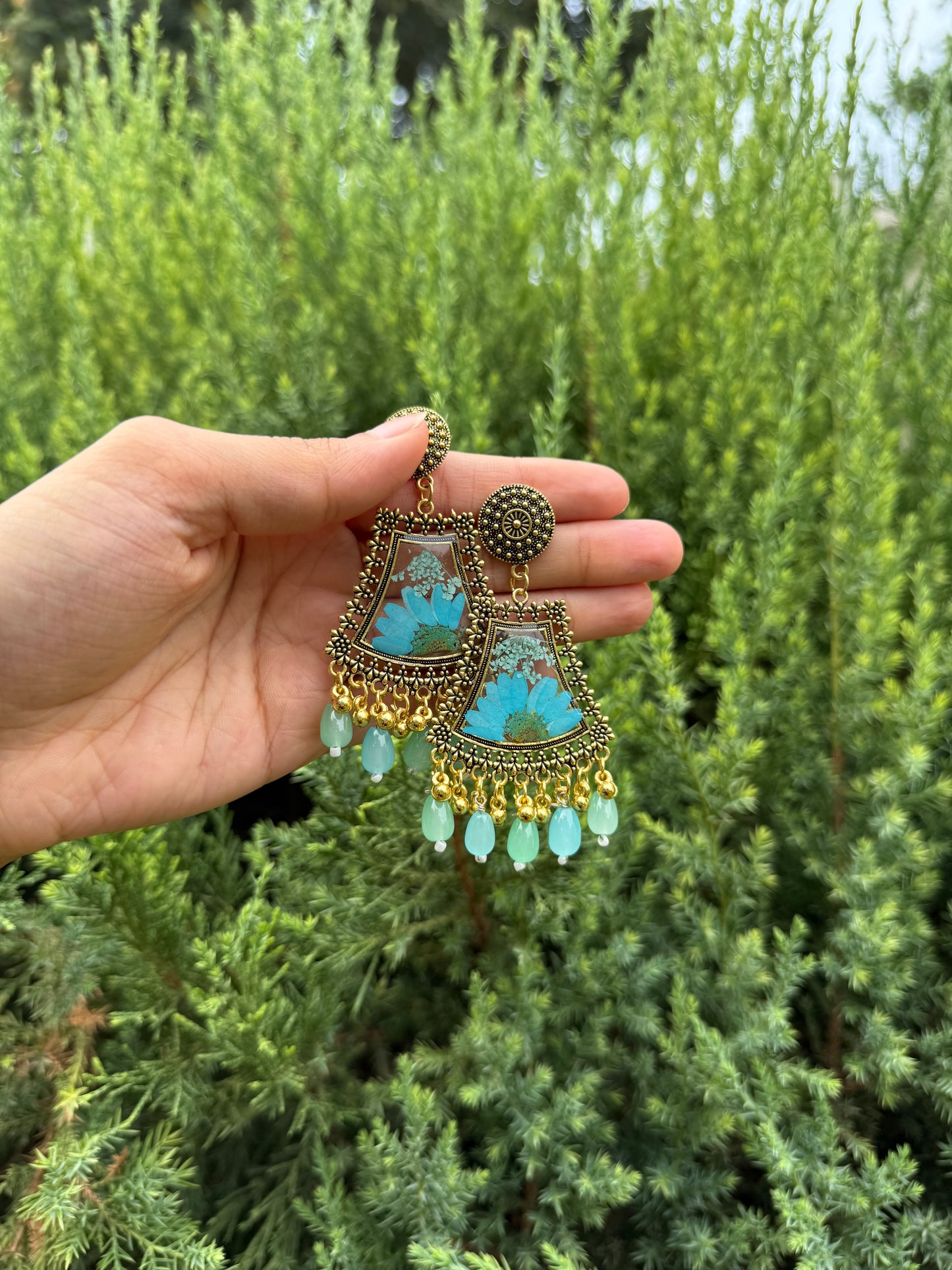 Lime green jhumkas