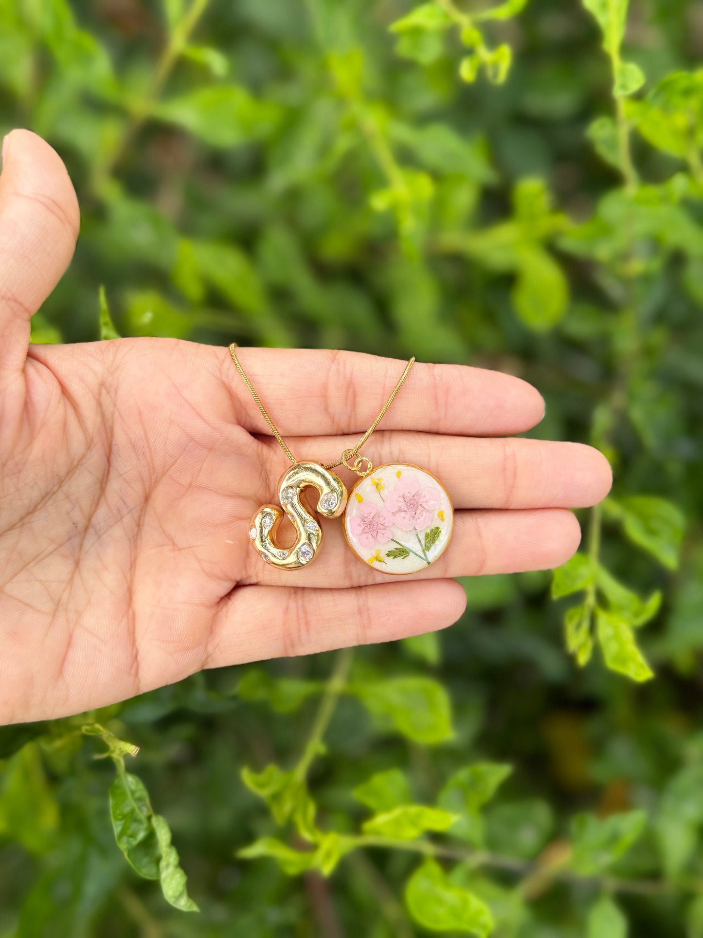 Plum garden initial necklace