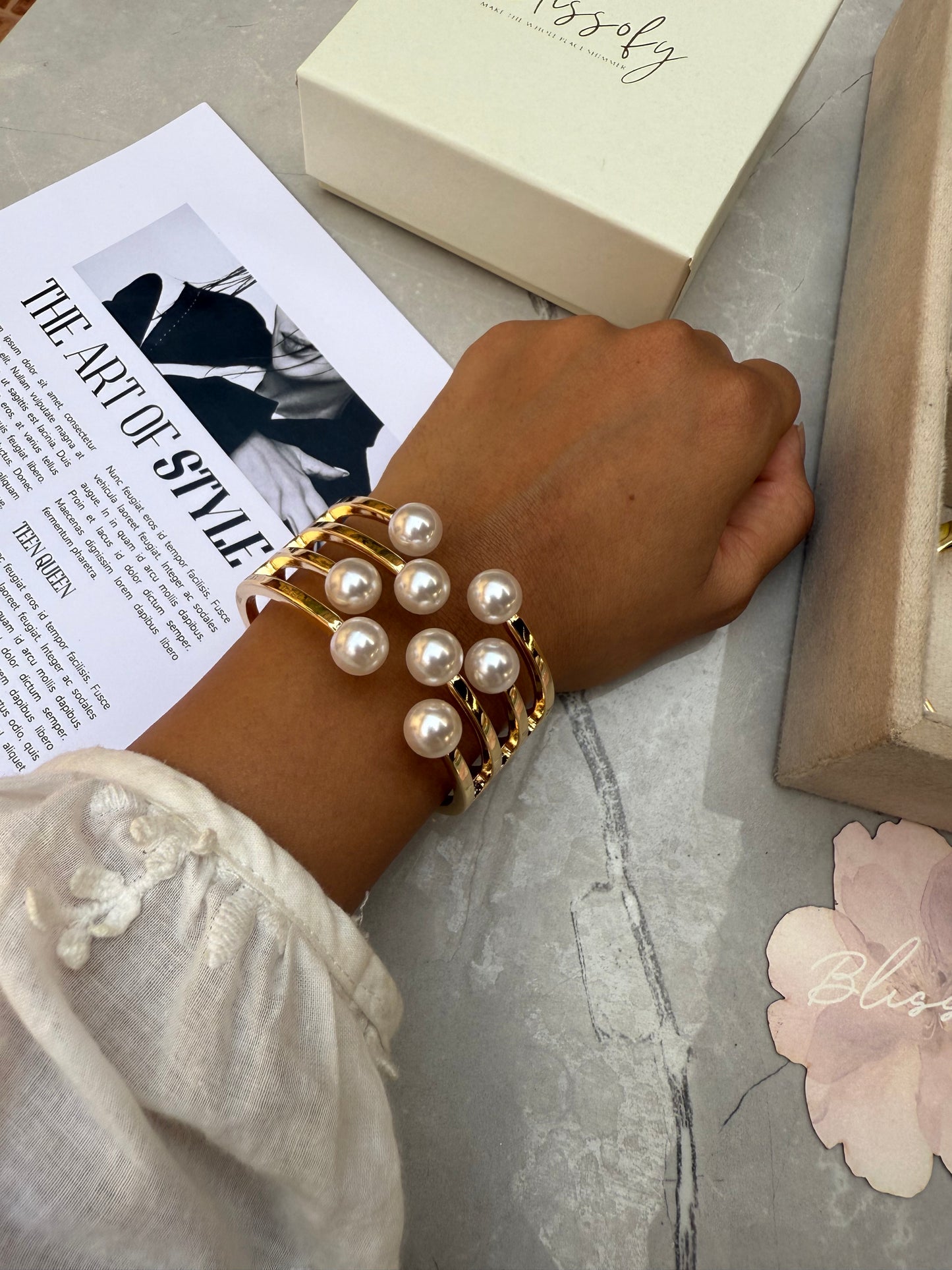Pearl stainless steel bracelet