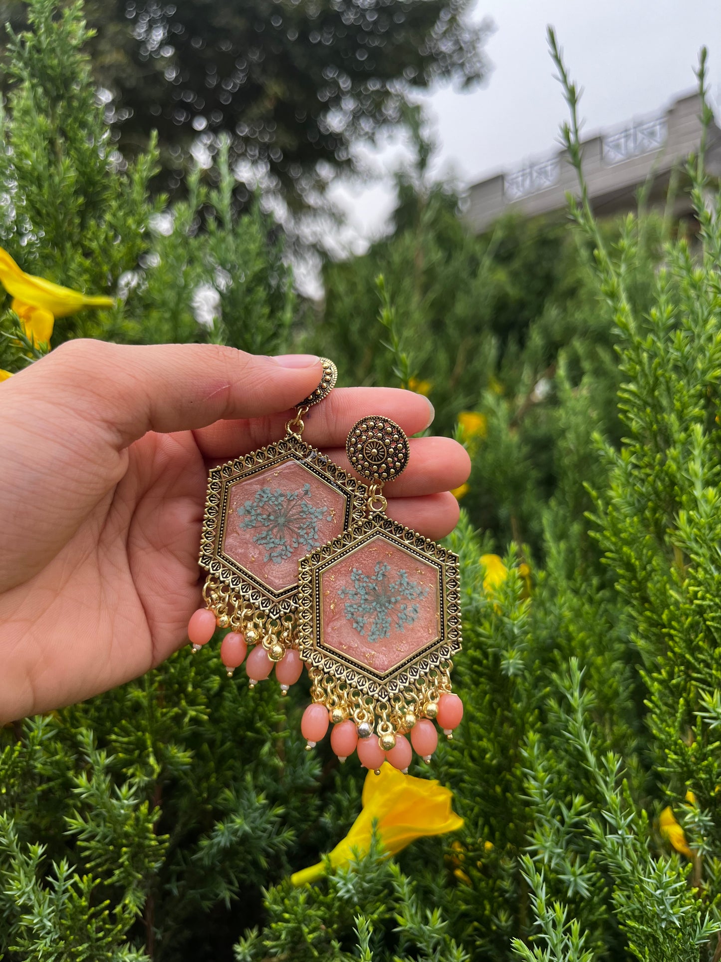 Elegant peach jhumka