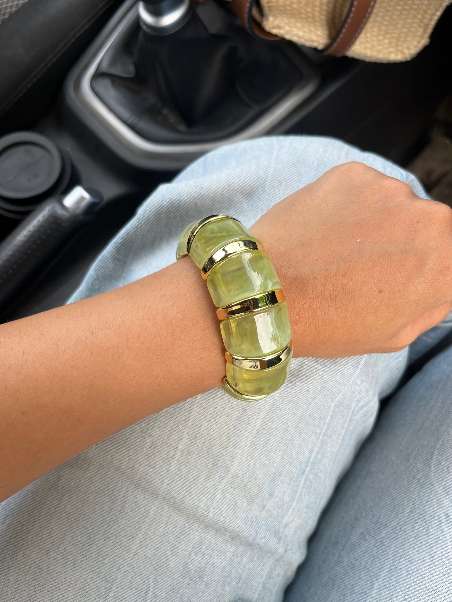 Green cloud resin bangle