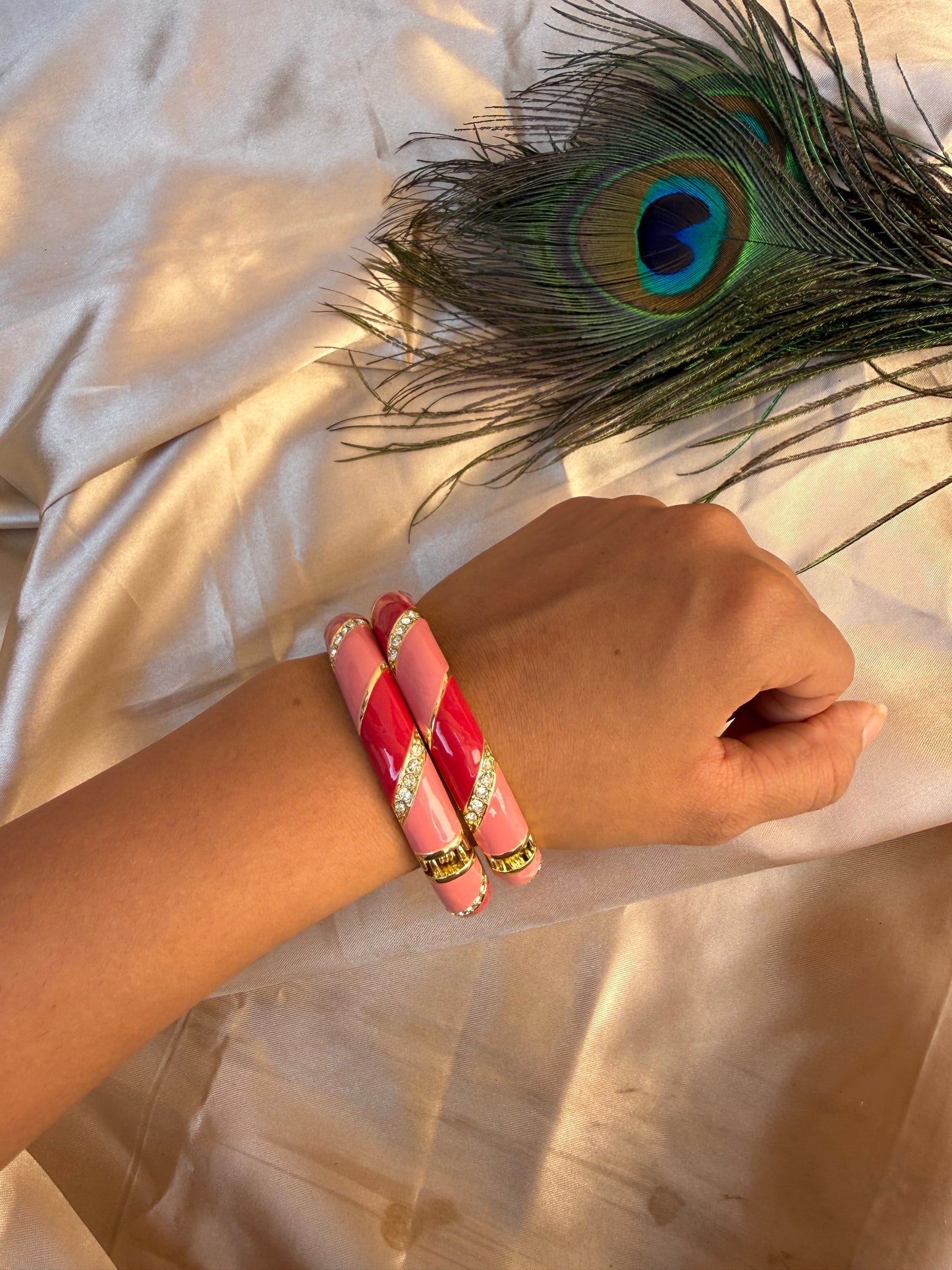 Bright pink enamel bangle