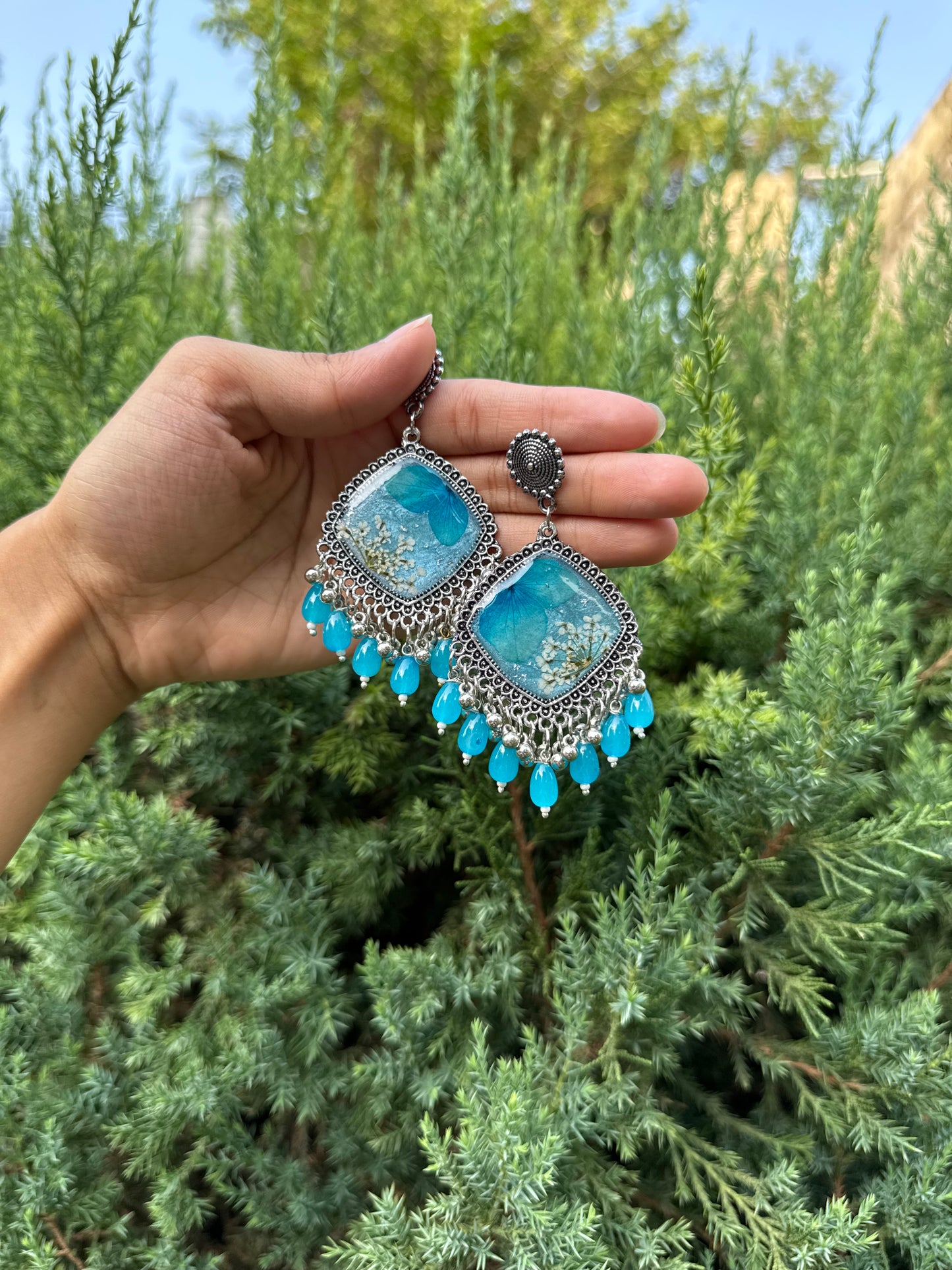 Blue crystal Jhumka