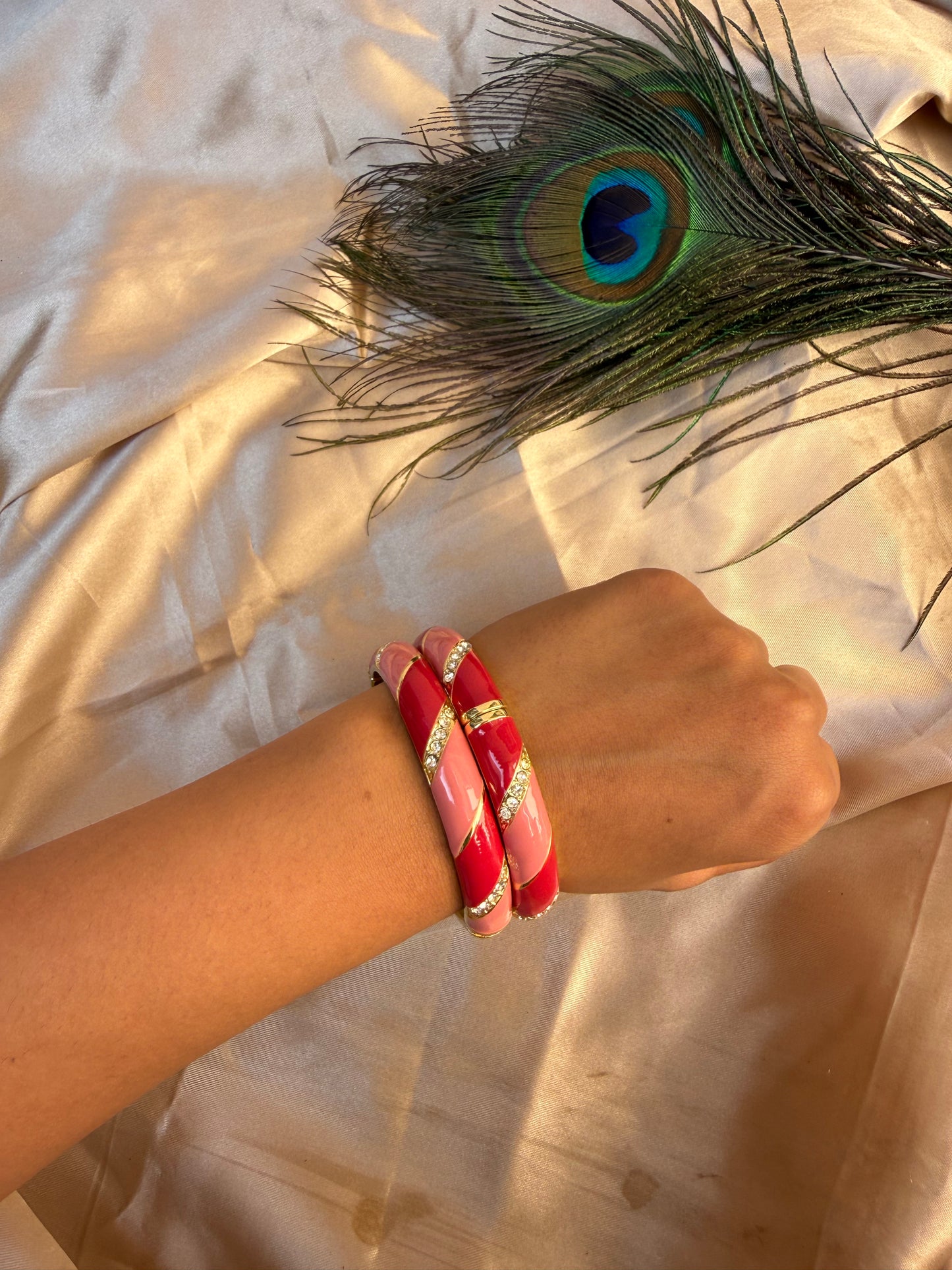 Bright pink enamel bangle