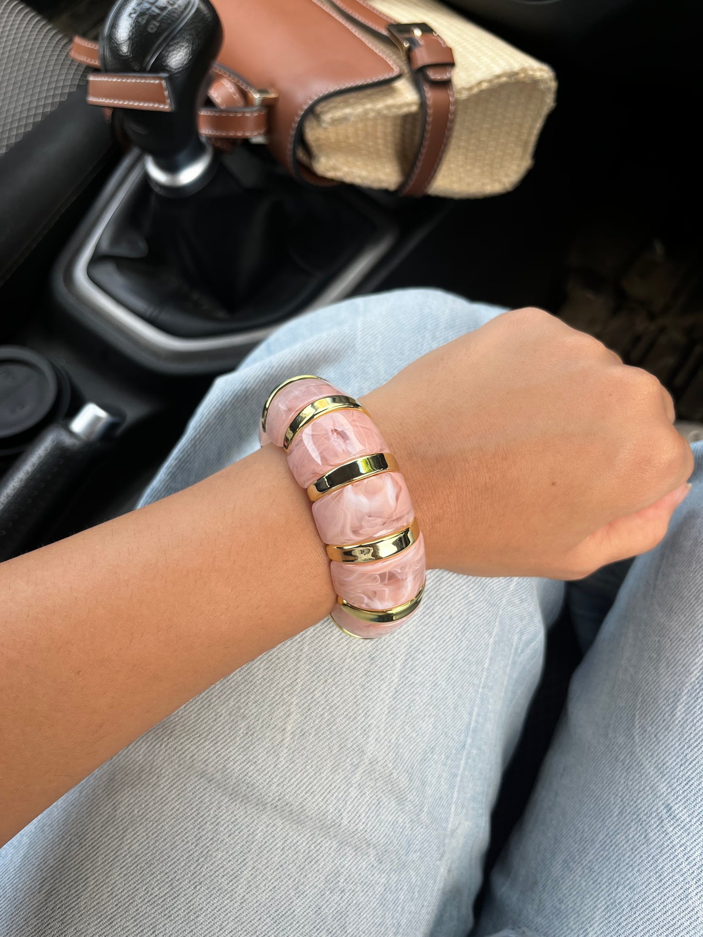 Pink cloud resin bangle
