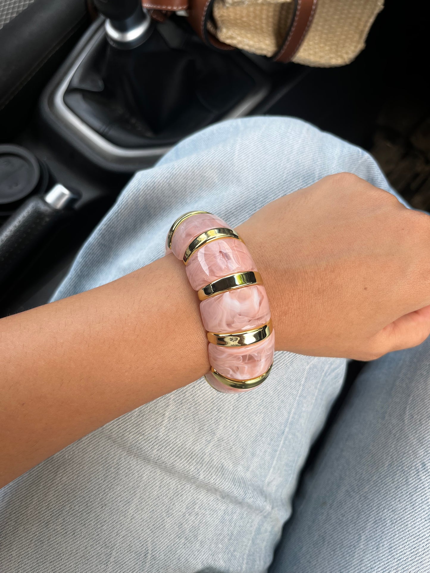 Pink cloud resin bangle