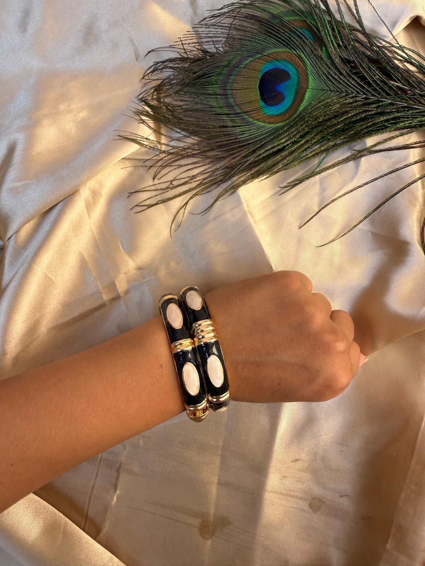 Gorg black enamel bangles