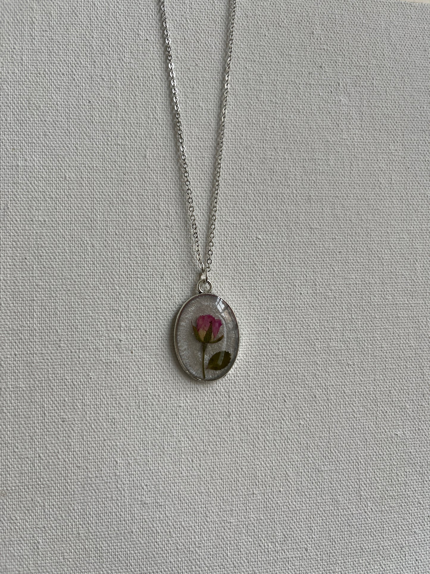 Vintage rose bud pendant