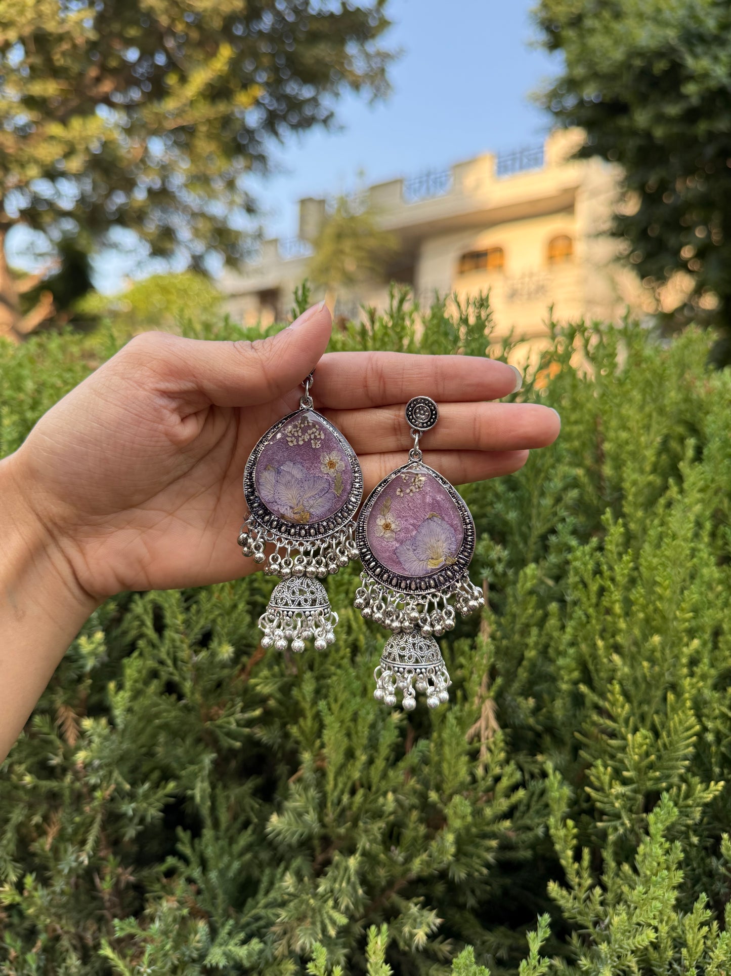 Lilac ghungroo jhumkas