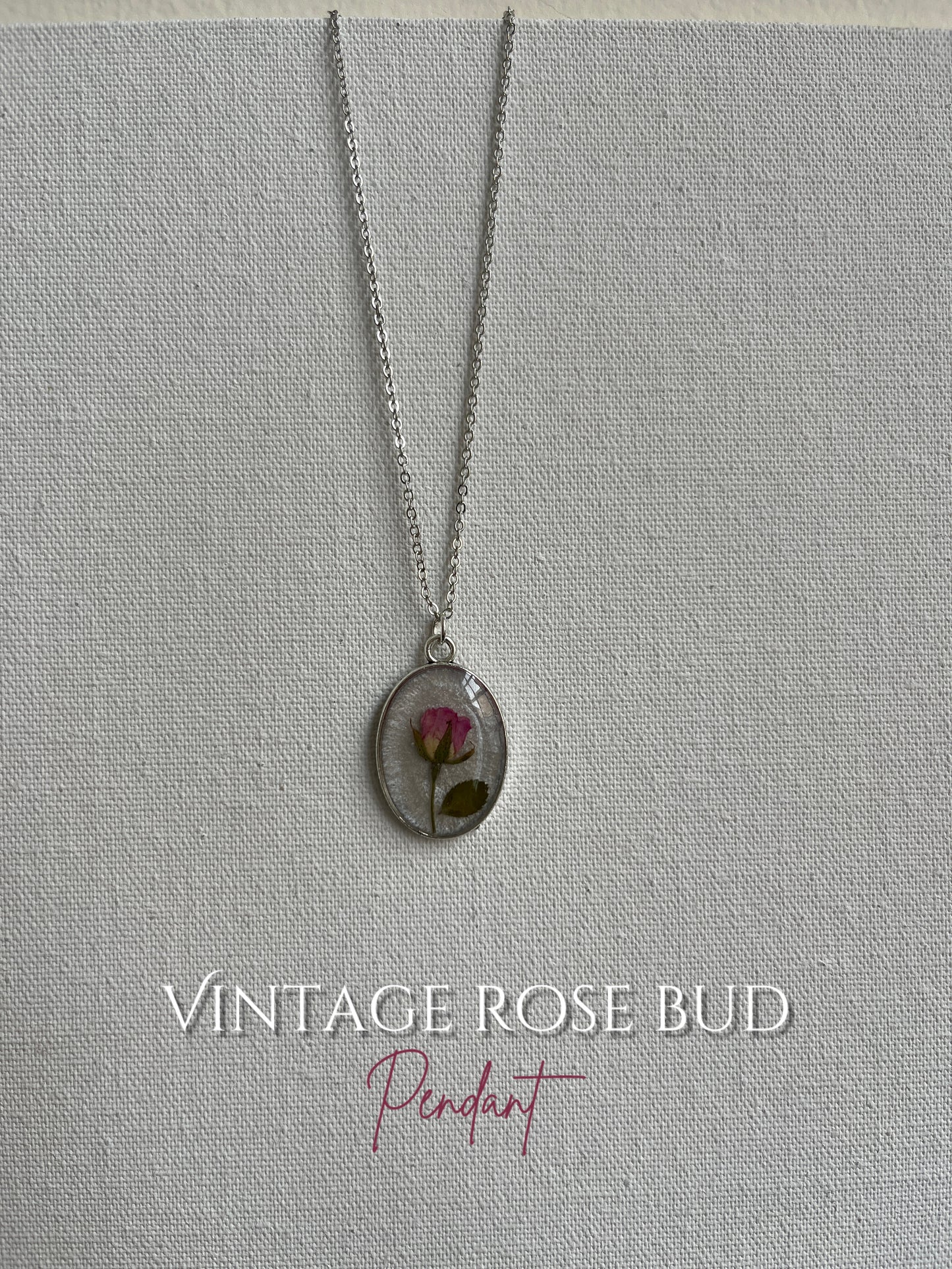 Vintage rose bud pendant