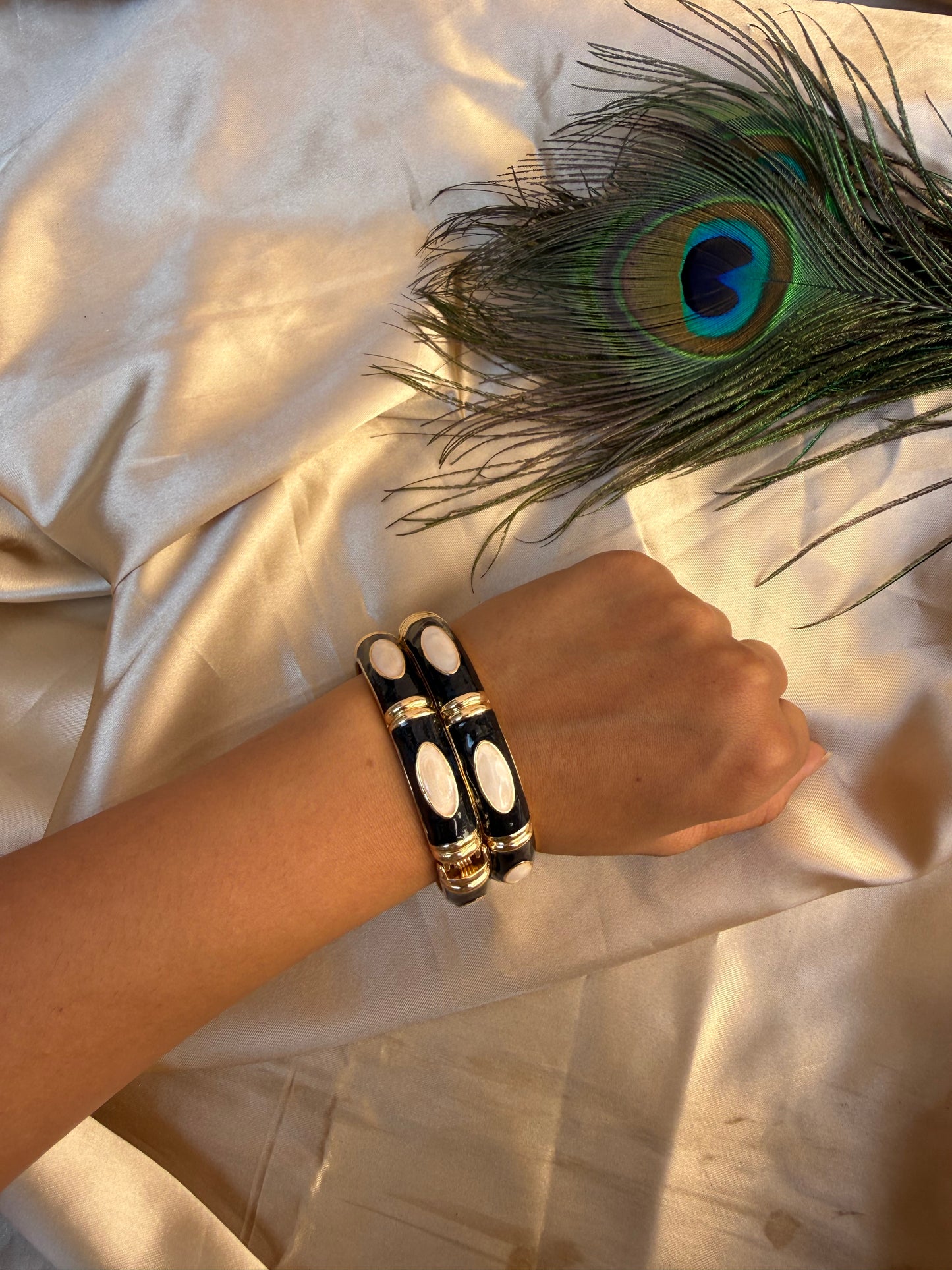 Gorg black enamel bangles