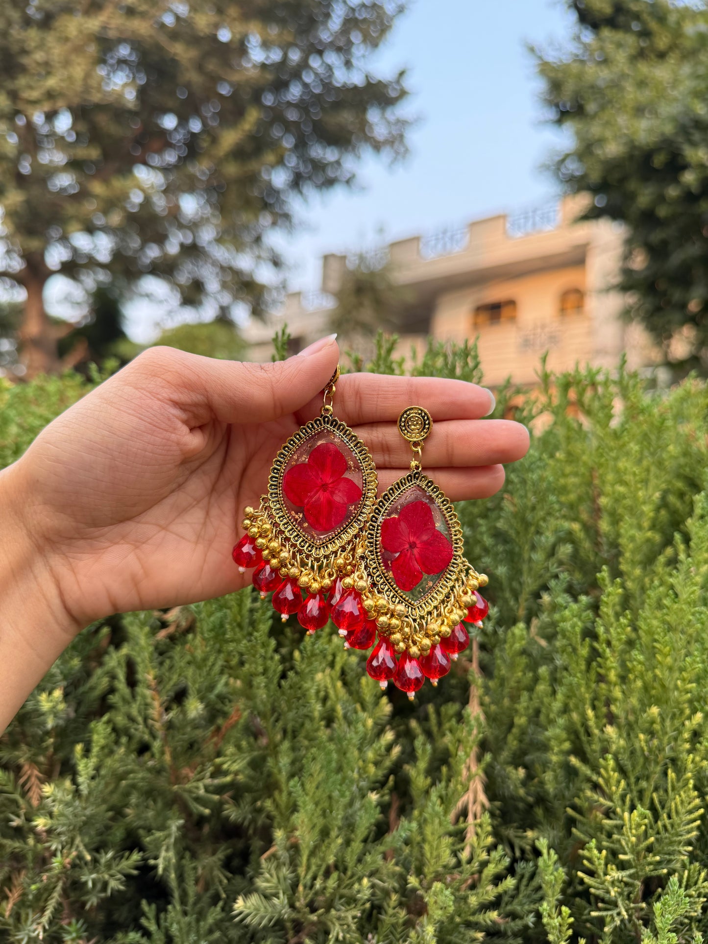 Red fern jhumka