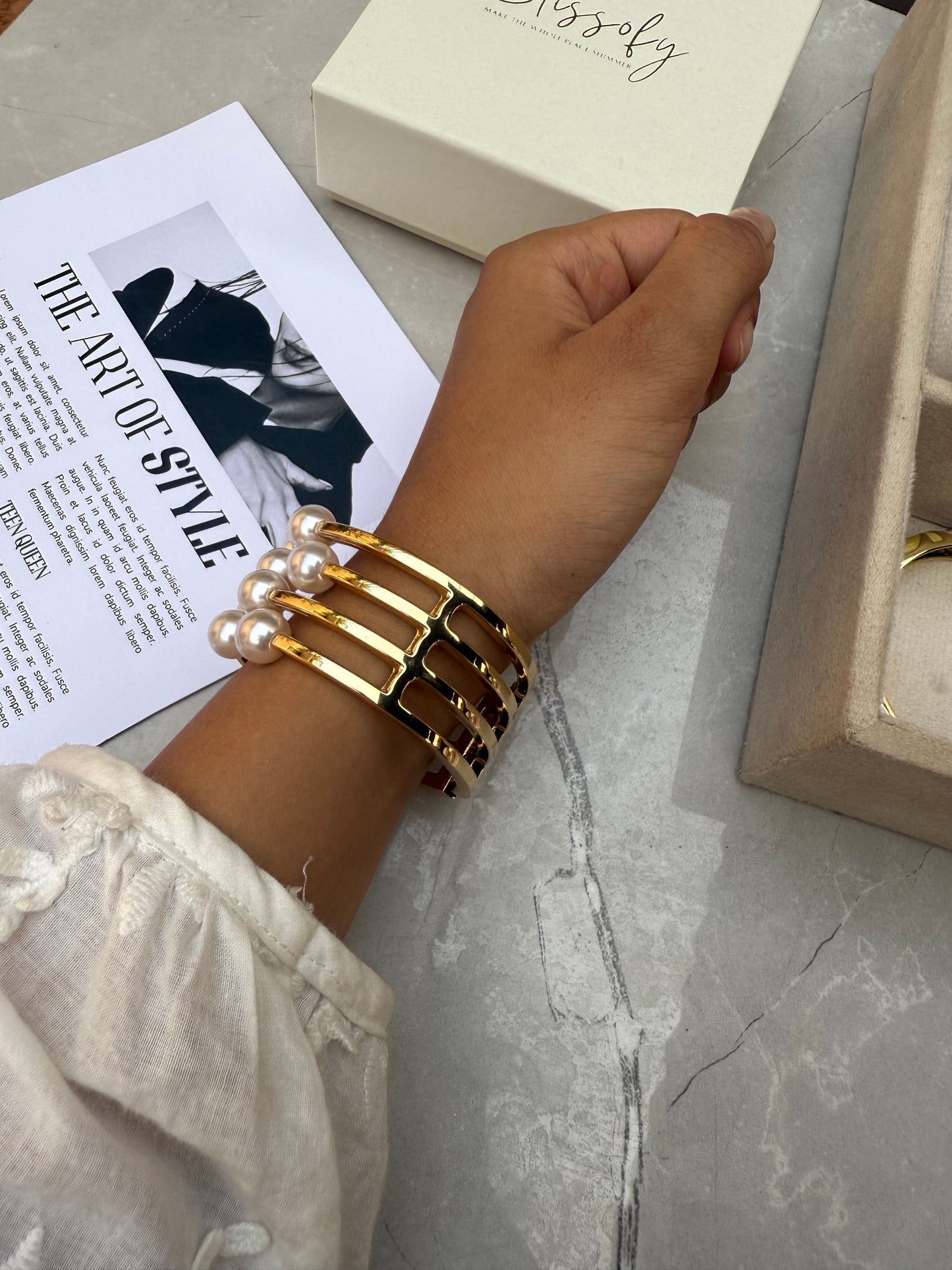 Pearl stainless steel bracelet