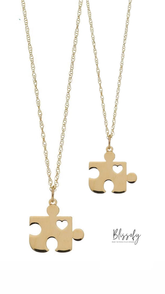 14k dainty puzzle necklace ( pair )