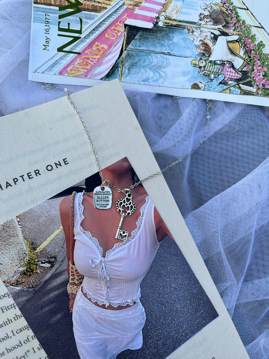 Minimal vintage key pendant