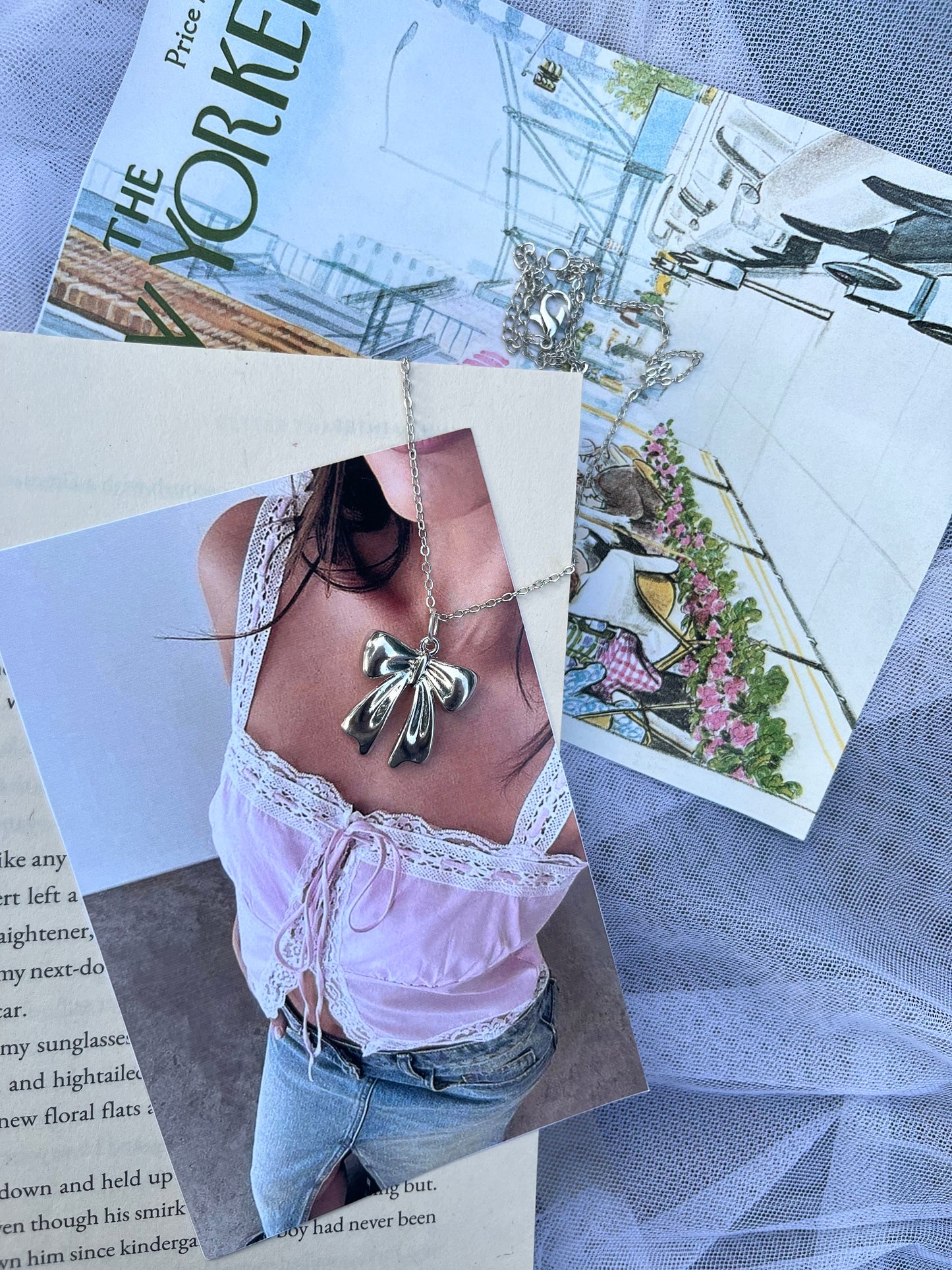 Aesthetic bow necklace