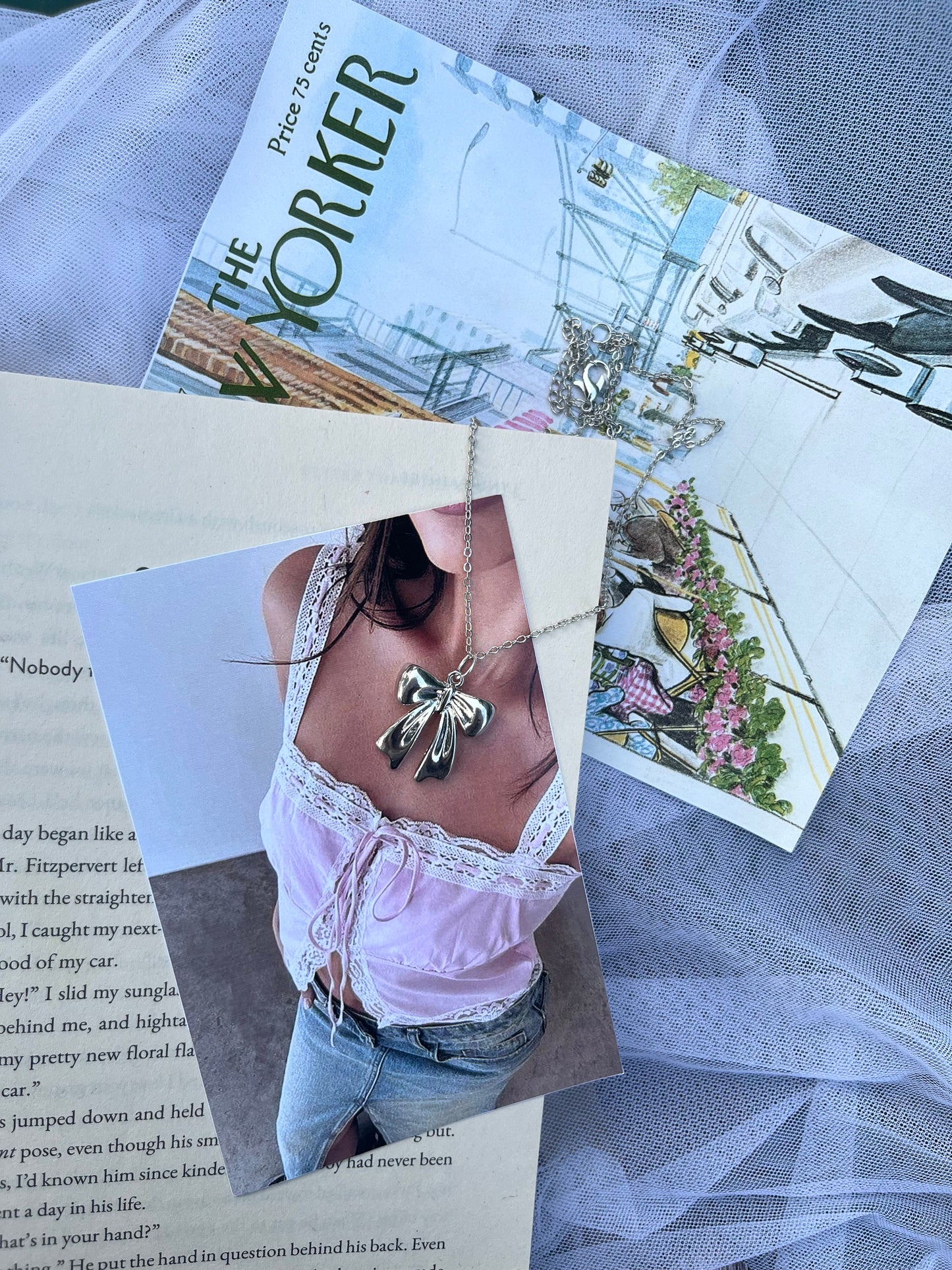 Aesthetic bow necklace