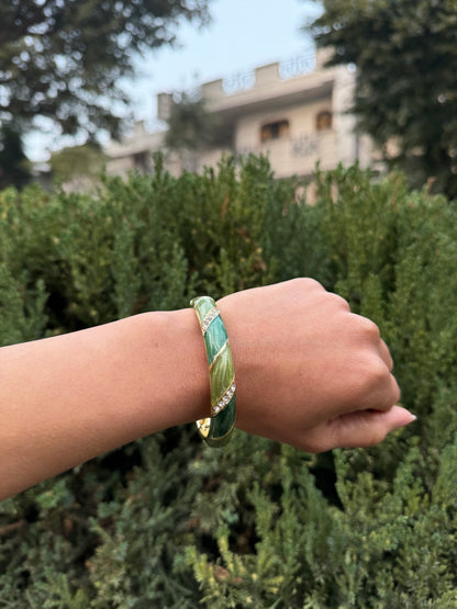 Green jhumka & bangle pair