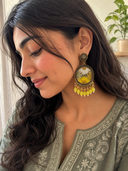 Yellow daisy jhumkas