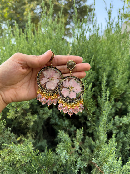 Pink larkspur Jhumka
