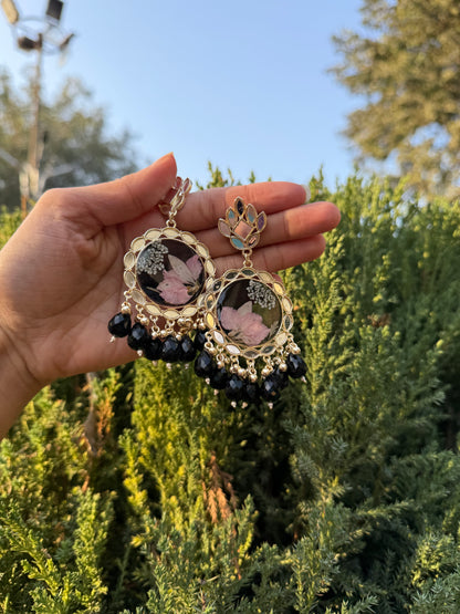 Black mirror petal jhumka