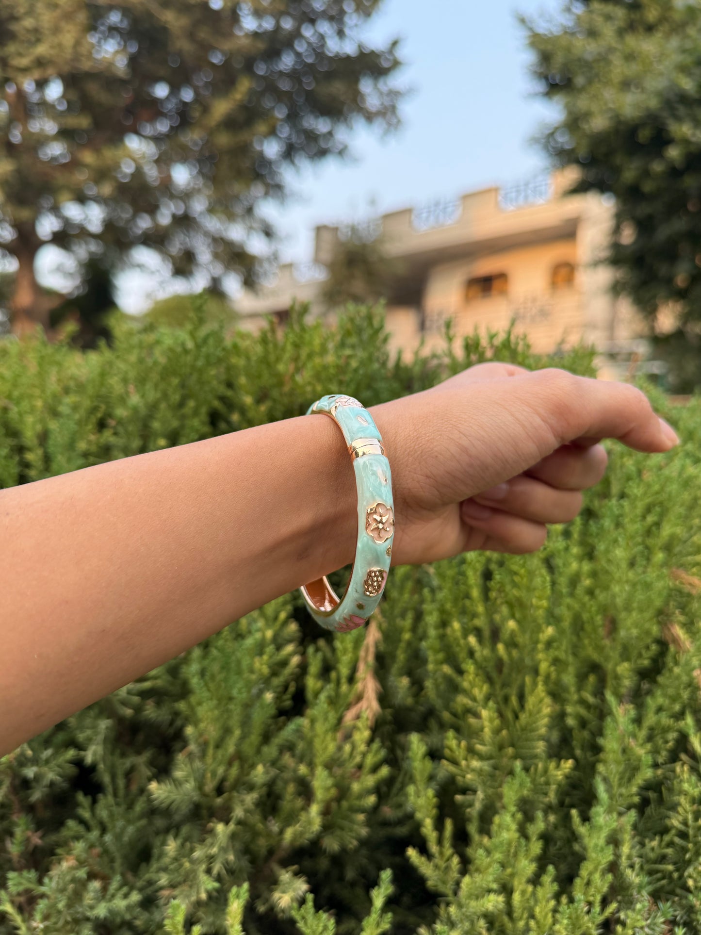 Turquoise jhumka & bangle pair