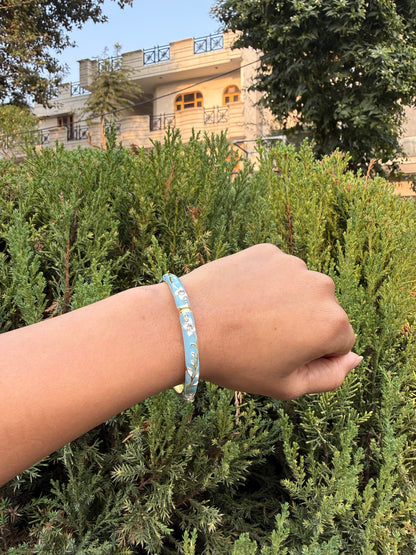 Sky blue jhumkas & bangle set