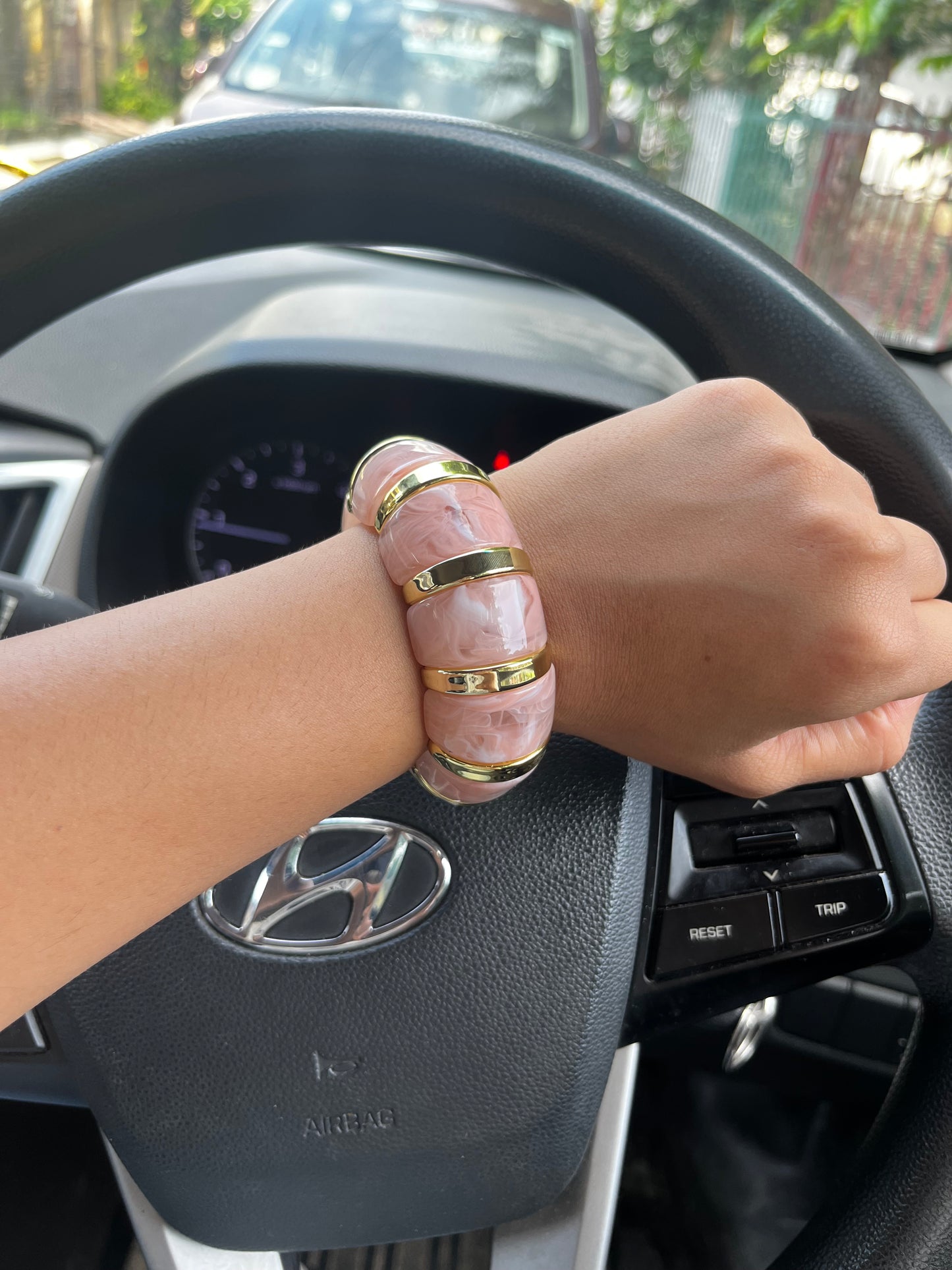 Pink cloud resin bangle