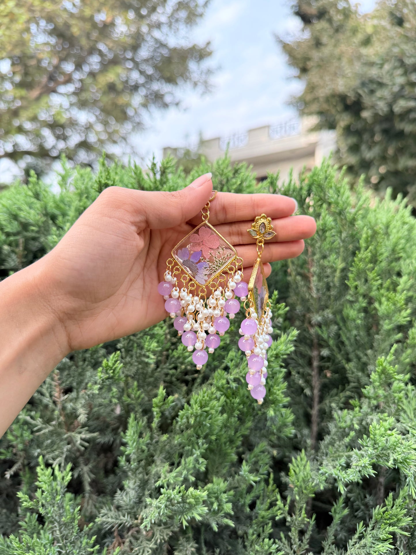 Pearly lav jhumka