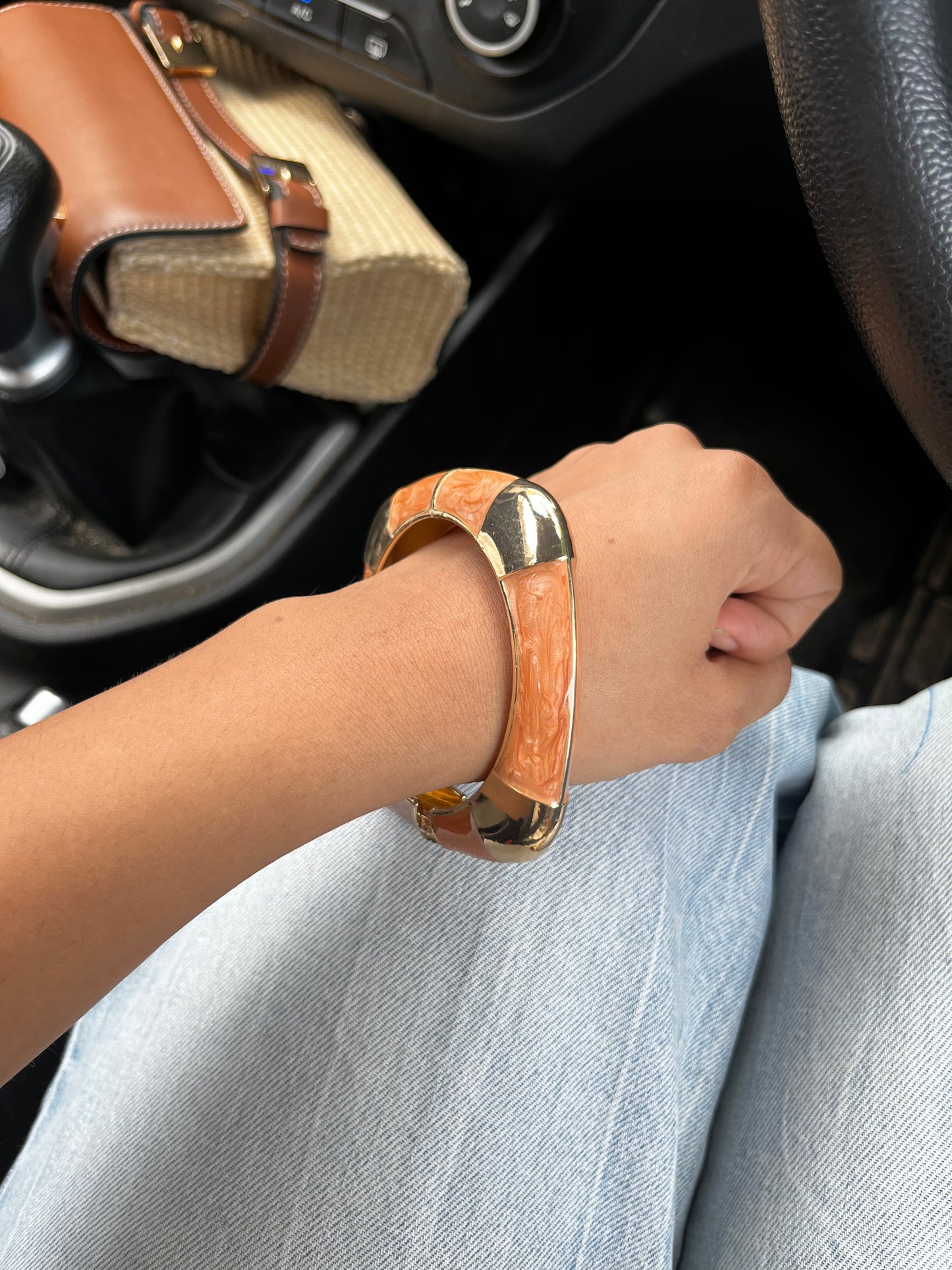 Luxe cubic orange bangle