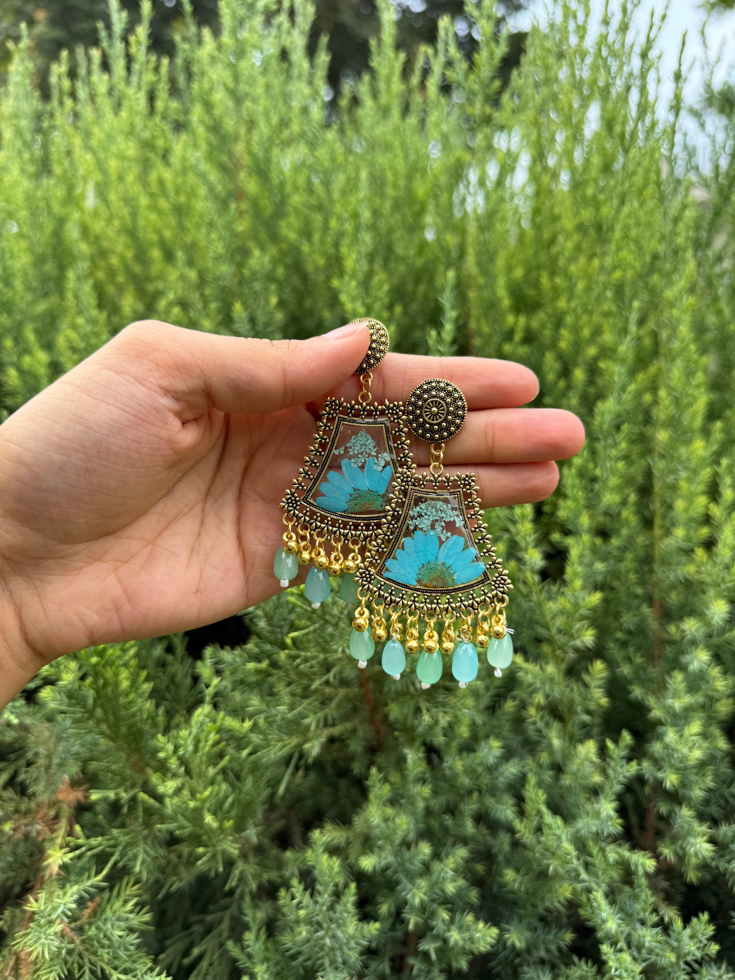 Lime green jhumkas
