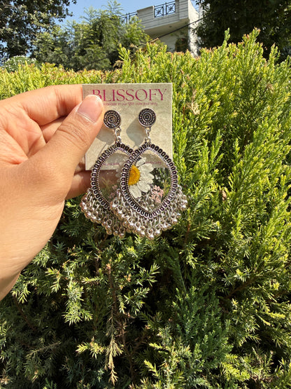 Oxidised Daisy jhumkas
