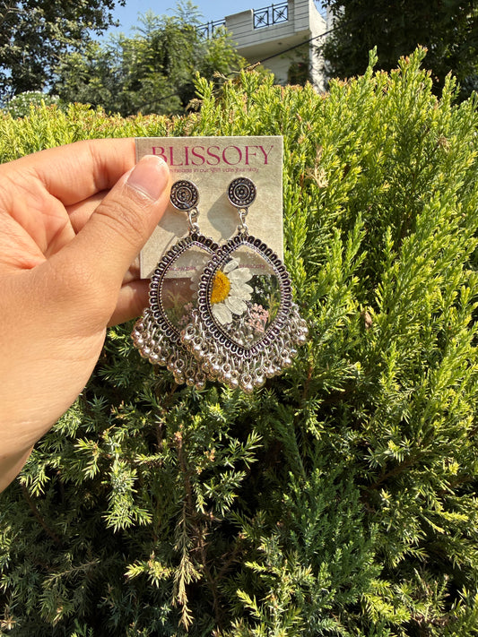 Oxidised Daisy jhumkas