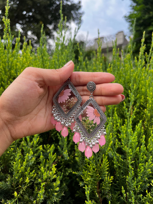 Pink mist jhumkas